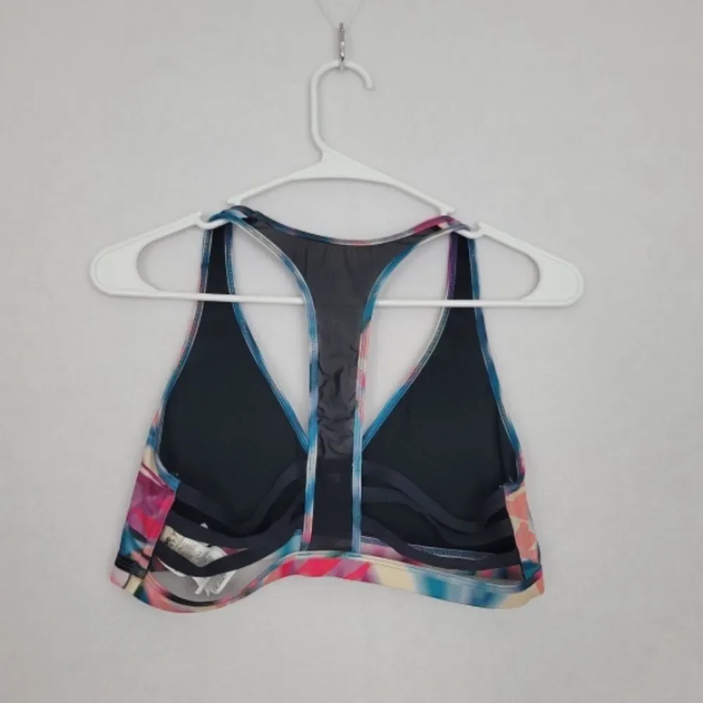 Roxy Large Swim Bra Racerback Colorful Botanical print Swimsuit Beach Bikini top